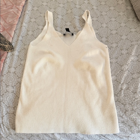 Express Tops - Express Cream Ribbed Camisole Top